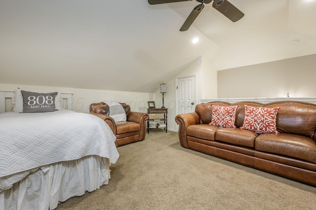 7826 Tarrytown Ave, Amarillo, TX 79121 - carpeted bedroom featuring a closet, a ceiling fan, and lofted ceiling