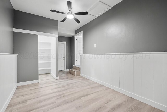 1108 N Taylor St, Amarillo, TX 79107 - empty room with ceiling fan and light wood finished floors