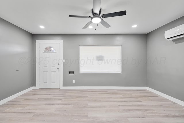 1108 N Taylor St, Amarillo, TX 79107 - entryway featuring a wall mounted air conditioner, a ceiling fan, light wood-style flooring, plenty of natural light, and recessed lighting