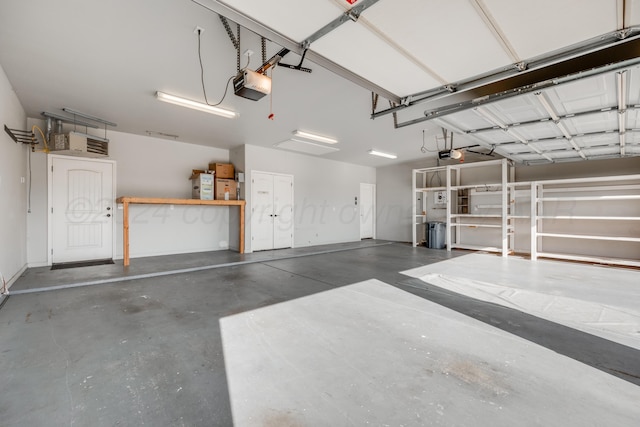 garage with a garage door opener