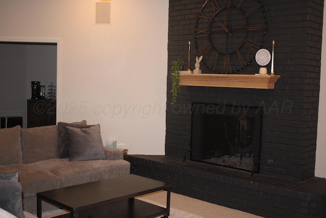 7717 Tripp Ave, Amarillo, TX 79121 - living room with a brick fireplace