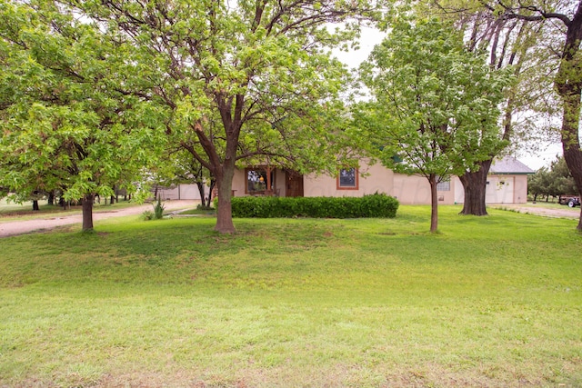 803 N Locust St, Wildorado, TX 79098 - view of property hidden behind natural elements with a front lawn and stucco siding