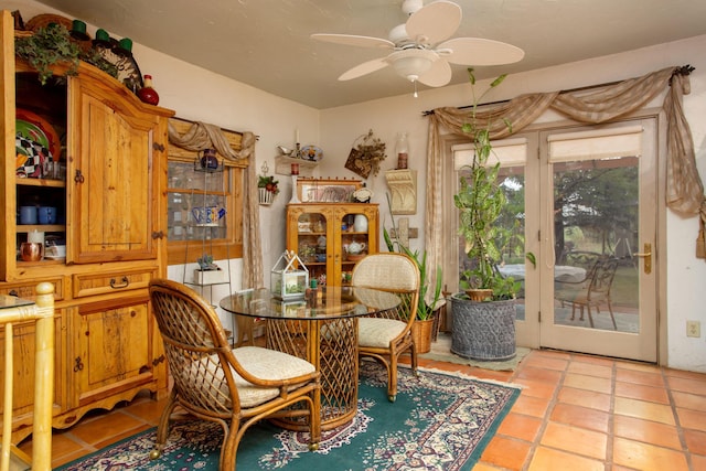803 N Locust St, Wildorado, TX 79098 - dining area featuring ceiling fan and light tile patterned floors