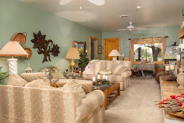 803 N Locust St, Wildorado, TX 79098 - living room featuring ceiling fan and carpet