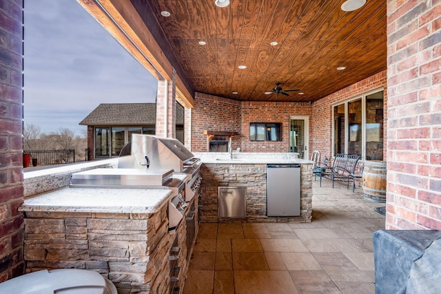 2501 Mackenzie Trl, Amarillo, TX 79124 - view of patio / terrace featuring ceiling fan, exterior kitchen, and a sink