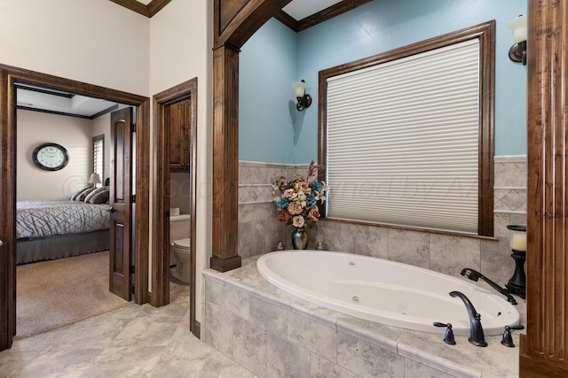 2501 Mackenzie Trl, Amarillo, TX 79124 - ensuite bathroom with a whirlpool tub, toilet, ensuite bathroom, and ornamental molding
