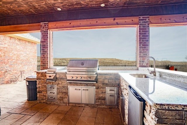 2501 Mackenzie Trl, Amarillo, TX 79124 - view of patio with exterior kitchen, grilling area, and a sink