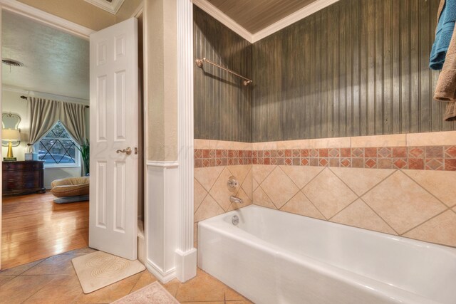 5200 Kingswood Cir, Amarillo, TX 79109 - full bathroom with ornamental molding,  shower combination, and tile patterned flooring