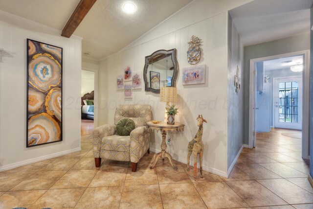 5200 Kingswood Cir, Amarillo, TX 79109 - sitting room with light tile patterned floors and crown molding