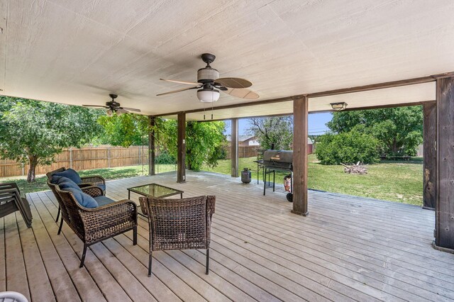 745 Fairlane St, Amarillo, TX 79108 - deck featuring an outdoor living space and a ceiling fan