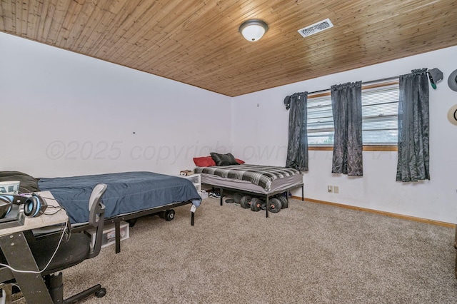 745 Fairlane St, Amarillo, TX 79108 - carpeted bedroom with baseboards, wooden ceiling, and vaulted ceiling