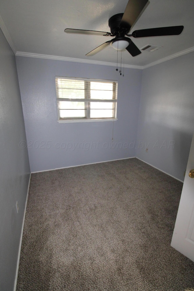 1035 Bagarry St, Amarillo, TX 79104 - carpeted empty room with ornamental molding and a ceiling fan