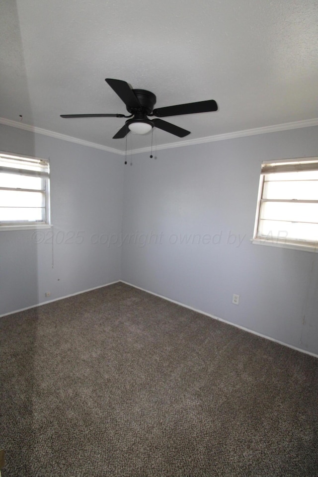 1035 Bagarry St, Amarillo, TX 79104 - carpeted empty room featuring a ceiling fan and crown molding