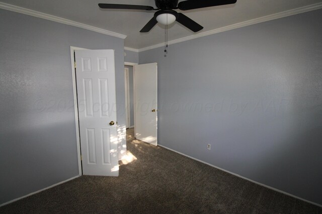 1035 Bagarry St, Amarillo, TX 79104 - unfurnished bedroom with carpet flooring, crown molding, and ceiling fan