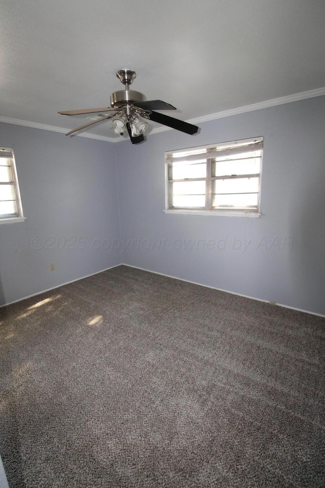 1035 Bagarry St, Amarillo, TX 79104 - carpeted spare room featuring crown molding, plenty of natural light, and a ceiling fan