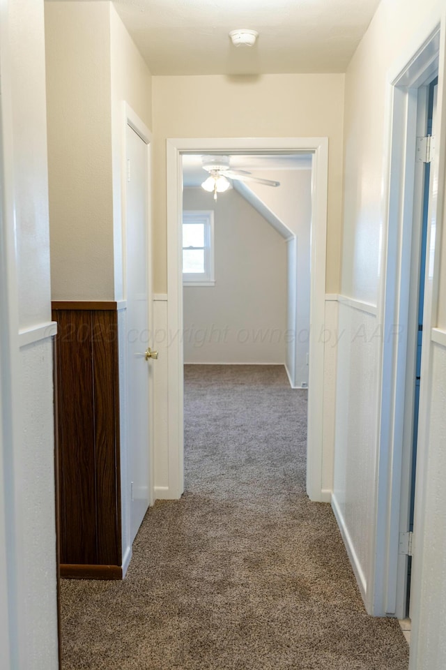 hall featuring carpet floors