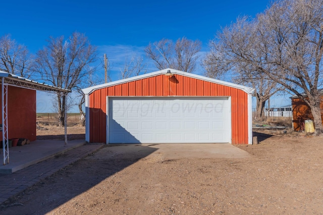 view of detached garage