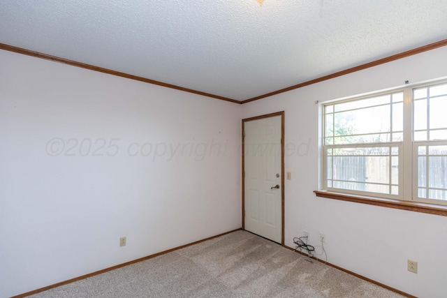 6111 Princeton St, Amarillo, TX 79109 - empty room with light colored carpet, a textured ceiling, and crown molding