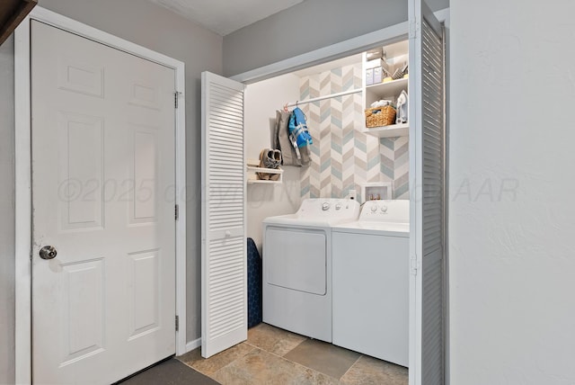 3607 Fleetwood Dr, Amarillo, TX 79109 - laundry room featuring separate washer and dryer and light stone finish floors