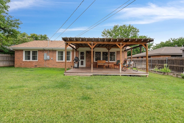 3607 Fleetwood Dr, Amarillo, TX 79109 - back of house featuring a fenced backyard, a pergola, a deck, brick siding, and roof with shingles