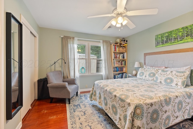 3607 Fleetwood Dr, Amarillo, TX 79109 - bedroom with wood finished floors, a closet, and ceiling fan