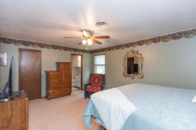 7806 Cervin Dr, Amarillo, TX 79121 - bedroom featuring light colored carpet, a textured ceiling, and a ceiling fan