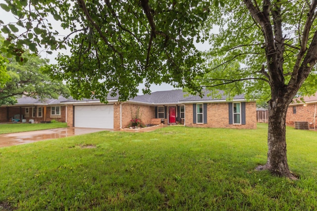 7806 Cervin Dr, Amarillo, TX 79121 - single story home featuring a garage, cooling unit, concrete driveway, a front lawn, and brick siding