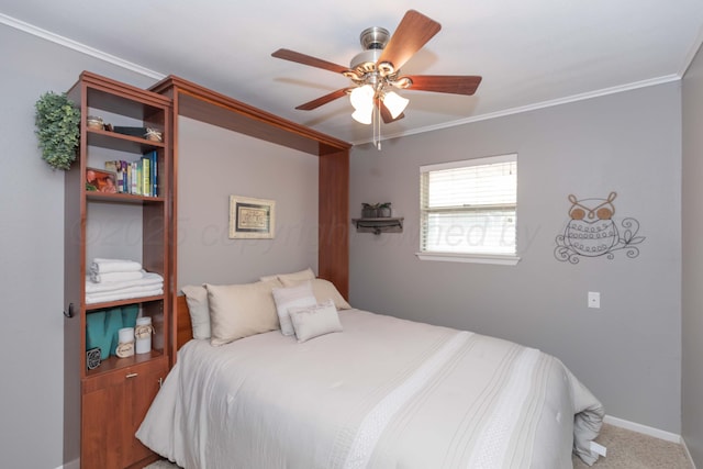 407 Thompson Ln, Canyon, TX 79015 - bedroom with a ceiling fan, baseboards, and crown molding