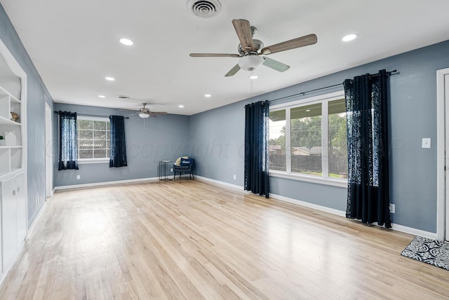 3701 Westlawn Ave, Amarillo, TX 79102 - empty room featuring ceiling fan, light wood finished floors, and recessed lighting