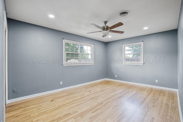 3701 Westlawn Ave, Amarillo, TX 79102 - spare room featuring plenty of natural light, light wood-style flooring, ceiling fan, and recessed lighting