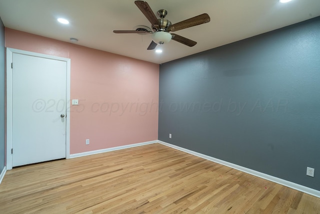 3701 Westlawn Ave, Amarillo, TX 79102 - unfurnished room featuring light wood finished floors, ceiling fan, and recessed lighting