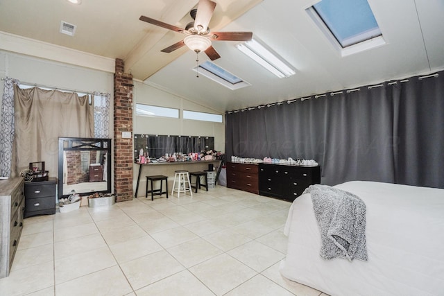 212 Cimarron St, Borger, TX 79007 - tiled bedroom with a skylight and lofted ceiling
