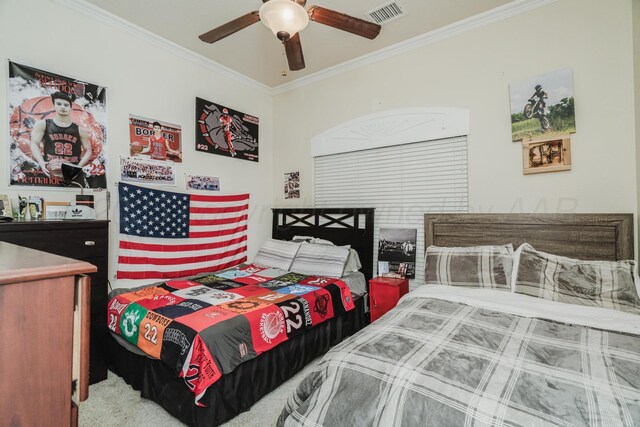 212 Cimarron St, Borger, TX 79007 - bedroom with ornamental molding and a ceiling fan