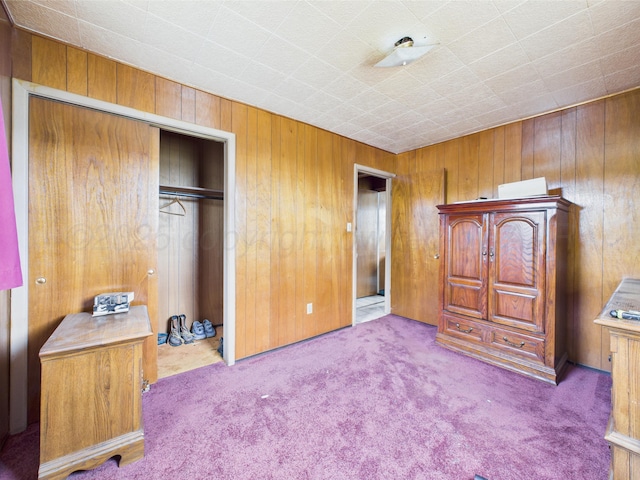 1108 Campanella Dr, Pampa, TX 79065 - unfurnished bedroom featuring carpet, a closet, and wooden walls