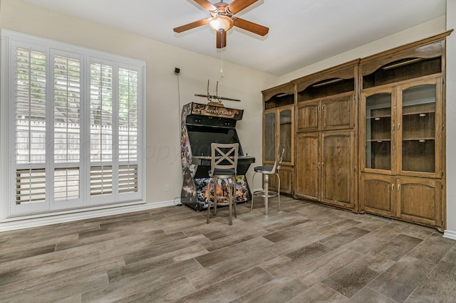 7402 Lynnlee Pl, Amarillo, TX 79121 - living area with ceiling fan and wood finished floors