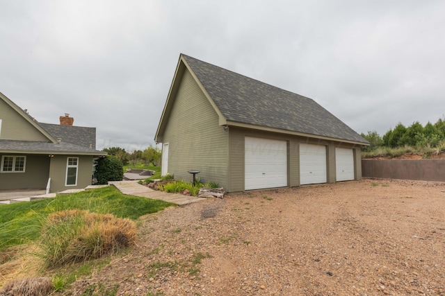 view of detached garage