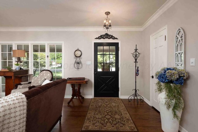 2200 Parker St, Amarillo, TX 79109 - entrance foyer with healthy amount of natural light, baseboards, ornamental molding, and dark wood finished floors