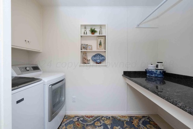 2200 Parker St, Amarillo, TX 79109 - washroom with washing machine and dryer, cabinet space, a desk, and baseboards