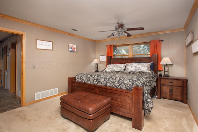 2900 Teckla Blvd, Amarillo, TX 79106 - carpeted bedroom featuring ornamental molding and a ceiling fan