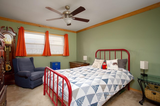 2900 Teckla Blvd, Amarillo, TX 79106 - carpeted bedroom featuring crown molding and ceiling fan