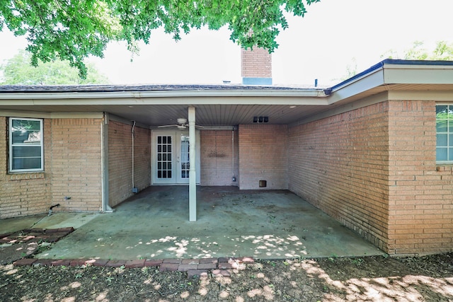 3506 Barclay Dr, Amarillo, TX 79109 - view of patio with ceiling fan and french doors