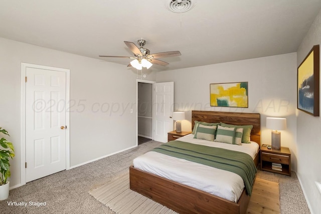 3506 Barclay Dr, Amarillo, TX 79109 - carpeted bedroom with baseboards and a ceiling fan