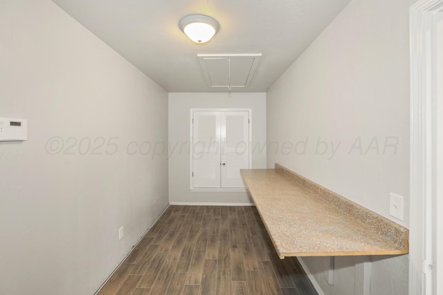 3506 Barclay Dr, Amarillo, TX 79109 - corridor featuring attic access and dark wood-type flooring