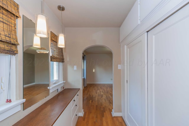 hall featuring wood-type flooring