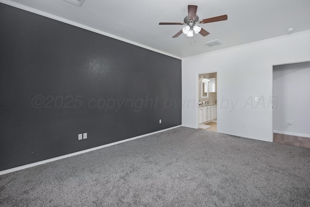 6809 Fanchun St, Amarillo, TX 79119 - carpeted spare room featuring ornamental molding, ceiling fan, and a smoke detector