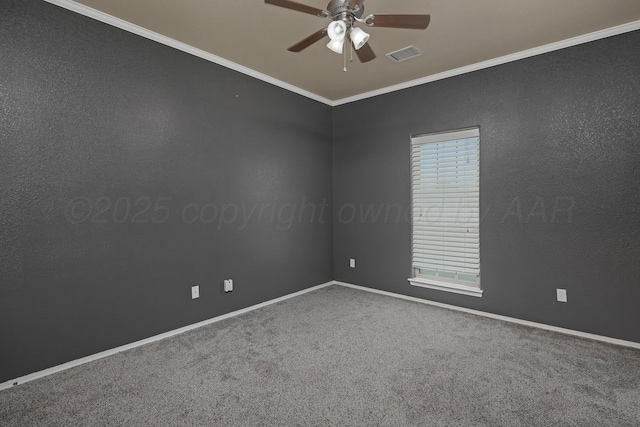 6809 Fanchun St, Amarillo, TX 79119 - carpeted empty room with ceiling fan and crown molding