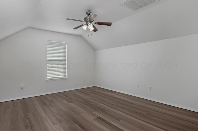 6809 Fanchun St, Amarillo, TX 79119 - additional living space featuring ceiling fan, dark wood-type flooring, and lofted ceiling