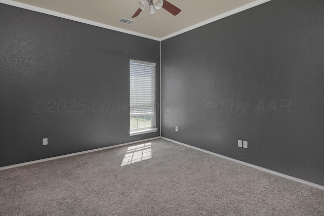 6809 Fanchun St, Amarillo, TX 79119 - spare room with a ceiling fan, carpet flooring, and ornamental molding
