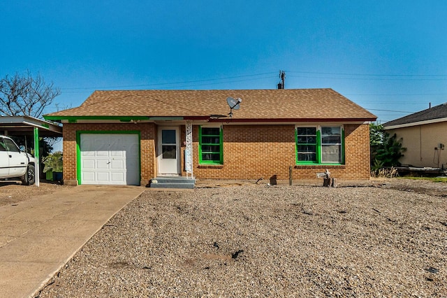 single story home with a garage