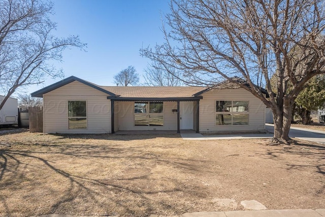 view of single story home